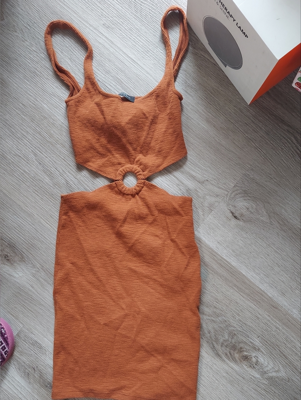 Bershka Rust Ribbed Cutout Mini Dress - Picture 7 of 8